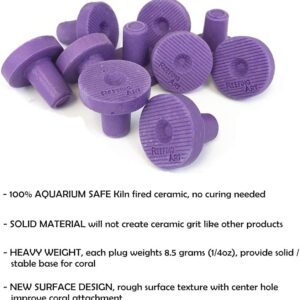 Reefing Art Ceramic Coralline Purple Coral Frag Plugs 100 Pack Free Aquarium Glue for SPS LPS