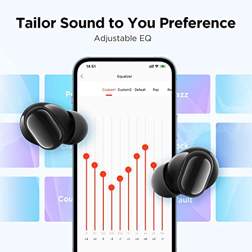 1MORE Omthing AirFree Buds, Wireless Earbuds Bluetooth 5.3 Headphones, 44 Hours Playtime, 8mm Dynamic Driver, Adjustable EQ Modes, Smart Noise Cancellation, Black