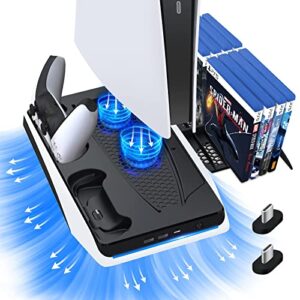 brhe charging dock for playstation 5,ps5 charging station with 2 controller charger,cooling fan,and 12 game storage - all-in-one design for ps5 accessories