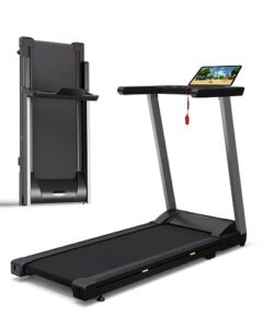 ssphpplie 300 lb capacity foldable treadmill - 3.0hp portable folding treadmills for home & office, with online events, 12 programs(app) (yellow logo)