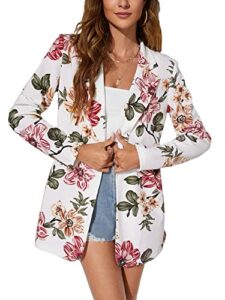 wdirara women's floral print button front long sleeve blazer casual jacket outerwear multicolor m