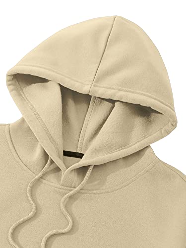 SOLY HUX Men's Letter Graphic Hoodies Long Sleeve Drawstring Pocket Casual Pullover Sweatshirt Khaki Letter M