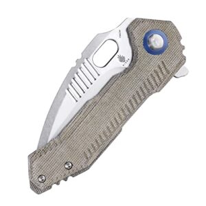 Kizer Mini Paragon 3.43 Inches Pocket Knife 154CM Steel EDC Knife, Green Micarta Handle Folding Knife V4600C1