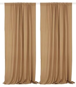 sherway 2 panels 4.8 feet x 10 feet gold brown photography backdrop drapes, thick polyester window curtain for wedding party ceremony stage decoration
