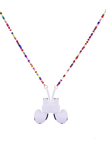 EGEN Colorful Glass Seed Beads Magnetic Anti-Lost Holder Strap Chain Necklace Leash String for Airpods Pro1 2 3 , 72cm (Glass Seed Beads Colorful)
