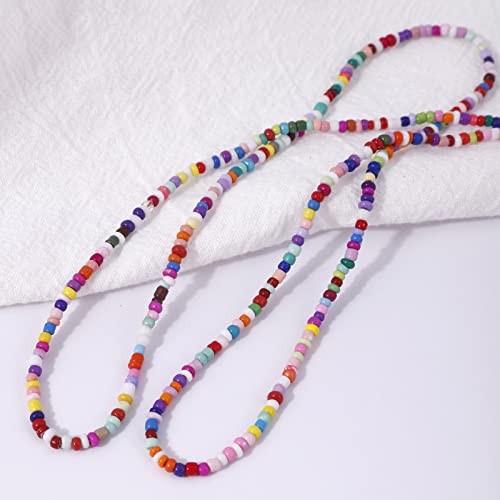 EGEN Colorful Glass Seed Beads Magnetic Anti-Lost Holder Strap Chain Necklace Leash String for Airpods Pro1 2 3 , 72cm (Glass Seed Beads Colorful)