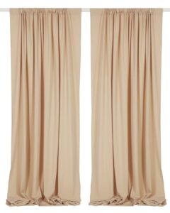 sherway 2 panels 4.8 feet x 10 feet beige photography backdrop drapes, thick polyester window curtain for wedding party ceremony stage decoration