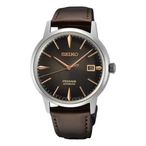 seiko men's brown dial leather band automatic watch