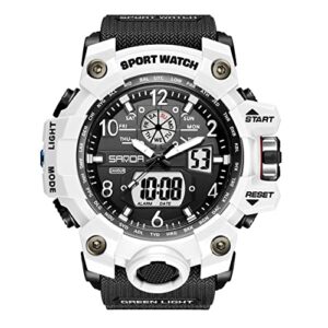 kxaito men's watches sports outdoor waterproof military watch date multi function tactics led face alarm stopwatch for men 3169 (panda color