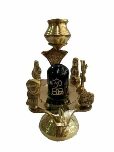 Brass Shiv Parivar Shiva Lingam Shaligram Shivling with Stand Shivling Idol Shiva Idol Size - 6 cm