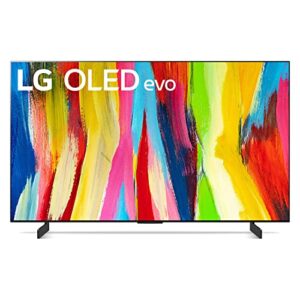 lg 42-inch class oled evo c2 series alexa built-in 4k smart tv, 120hz refresh rate, ai-powered 4k, dolby vision iq and dolby atmos, wisa ready, cloud gaming (oled42c2pua, 2022) (renewed)