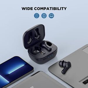 HTC True Wireless Earbuds 1+, Touch Control Bluetooth 5.3 with USB-C Charging Case, IPX4 Splashproof in-Ear Stereo Earbuds Bulit-in Microphones-Black