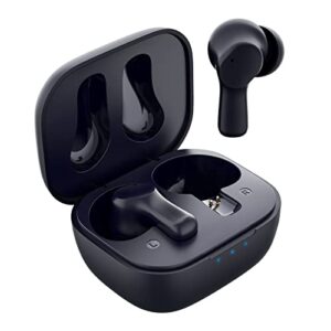 htc true wireless earbuds 1+, touch control bluetooth 5.3 with usb-c charging case, ipx4 splashproof in-ear stereo earbuds bulit-in microphones-black