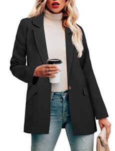 crazy grid womens casual blazer long sleeve business suit jacket open front button work office blazer jacket fashion dressy ladies blazer black x-large