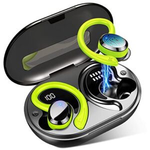 wireless earbud, sport bluetooth 5.3 headphones with earhooks bluetooth earbud in-ear with immersive sound, wireless earphones ip7 waterproof, dual led display, 48h playtime, noise cancelling, running