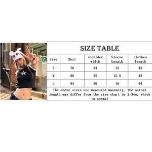 Womens Teen E Girls Y2k Vintage Aesthetic Star Graphic Print Crop Tops Fairy Grunge Baby Tees Shirt Clothes Streetwear