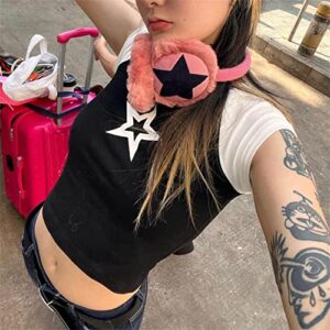 Womens Teen E Girls Y2k Vintage Aesthetic Star Graphic Print Crop Tops Fairy Grunge Baby Tees Shirt Clothes Streetwear