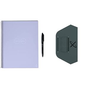 rocketbook smart reusable notebook - lined eco-friendly notebook with 1 pilot frixion pen & 1 microfiber cloth included - lightspeed lilac, letter size (8.5" x 11") & pen/pencil holder (pen station)