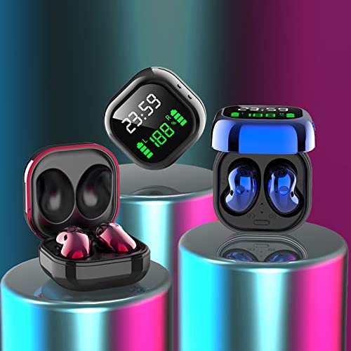 Nsxcdh Wireless Earbuds, Bluetooth Headphones in Ear Light-Weight Built-in Microphone LED Display Earbuds with Wireless Charging Case for Sports Work(Black,Wine,Blue)