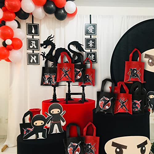 BANBALLON 20 Packs Ninja Party Favor Bags Birthday Non-Woven Gift Bags Reusable Ninja Goodie Gift Treat Candy Bags for Baby Shower Ninja Birthday Party Decorations (Ninja)