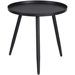 h jinhui round sofa side end tables metal bedside tables nightstands for small space living room bedroom balcony, anti-rust and waterproof, matte black