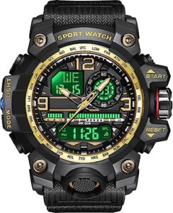 yihou mens military watch tactical watches for men sport waterproof relojes para hombres outdoor digital watch big face alarm stopwatch led gold