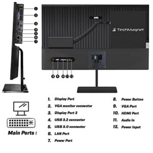 All in one Desktop Computer, TechMagnet Cheetah 6, Intel Core i5 6th Gen 2.5 GHz up to 3.1 GHz, 8GB DDR3, 120GB SSD, New 22 inch LED, MTG Wireless Ergonomic Keyboard Mouse Windows 10 Pro (Renewed)