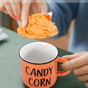 Halloween Mini Coffee Mugs with Faux Whipped Cream Mug Toppers Spider Candy Corn Mug Toppers Halloween Tiered Tray Decorations Novelty Halloween Witches Gift for Woman Coffee Table Centerpieces