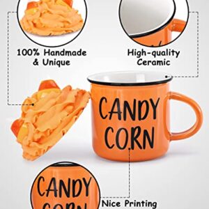 Halloween Mini Coffee Mugs with Faux Whipped Cream Mug Toppers Spider Candy Corn Mug Toppers Halloween Tiered Tray Decorations Novelty Halloween Witches Gift for Woman Coffee Table Centerpieces