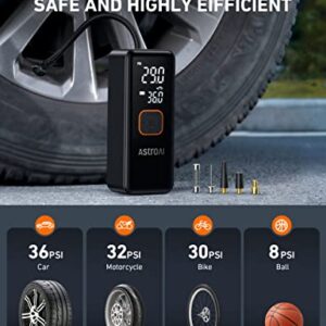 AstroAI Tire Inflator Portable Air Compressor, Cordless Car Tire Pump with 6600 mAh Battery & DC Cord, 150PSI Bike Pump with Dual Values Display for Cars, Motorcycles, Balls, Car Accessories CZK-3689