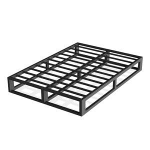bilily 6 inch full size bed frame with steel slat support, low profile full metal platform bed frame support mattress foundation, no box spring needed/easy assembly/noise free