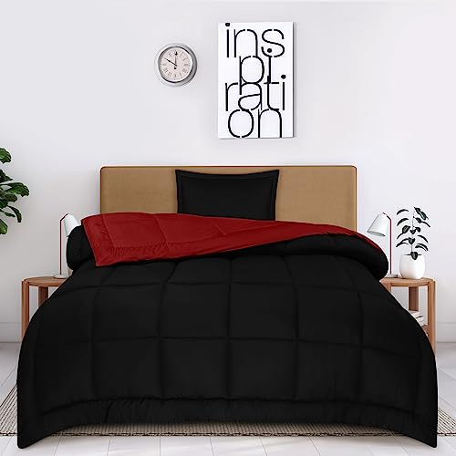 Utopia Bedding Twin/Twin XL Comforter Set Kids with 1 Pillow Sham - Bedding Comforter Sets - Down Alternative Reversible Black/Red Comforter - Soft and Comfortable - Machine Washable