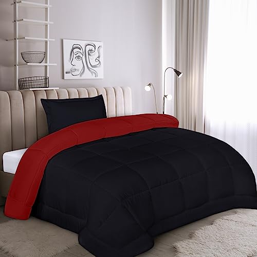 Utopia Bedding Twin/Twin XL Comforter Set Kids with 1 Pillow Sham - Bedding Comforter Sets - Down Alternative Reversible Black/Red Comforter - Soft and Comfortable - Machine Washable