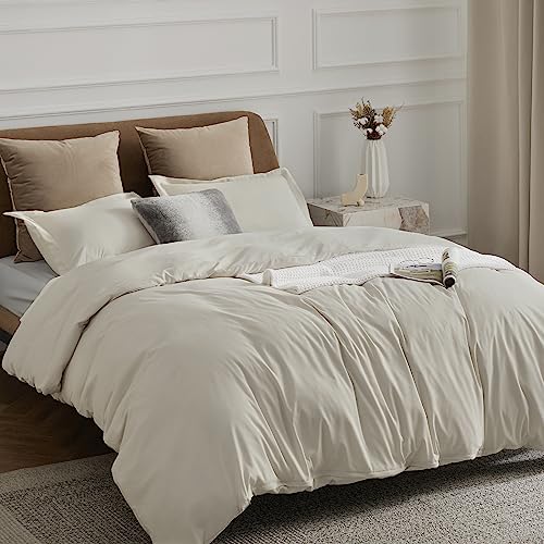 Bedsure Light Khaki Duvet Cover California King Size - Soft Brushed Microfiber Duvet Cover for Kids with Zipper Closure, 3 Pieces, Include 1 Duvet Cover (104"x98") & 2 Pillow Shams, NO Comforter