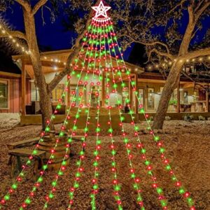 350 led christmas decorations star light outdoor waterfall lights christmas tree lights easy installation waterproof christmas lights for yard wedding party home garden indoor outdoor (red green)