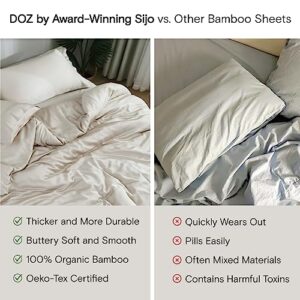 DOZ by SIJO 100% Organic Bamboo Sheet Set, Buttery Soft, Cooling for Hot Sleepers, Silky Breathable, Oeko-TEX, High GSM, 16" Deep Pockets - 3pc - 2 Pillowcases 1 Fitted Sheet (Forest, Queen)