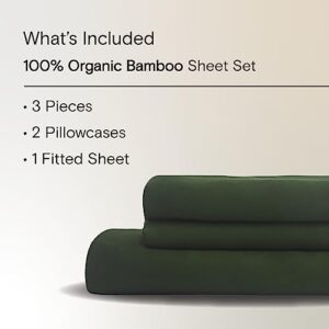 DOZ by SIJO 100% Organic Bamboo Sheet Set, Buttery Soft, Cooling for Hot Sleepers, Silky Breathable, Oeko-TEX, High GSM, 16" Deep Pockets - 3pc - 2 Pillowcases 1 Fitted Sheet (Forest, Queen)