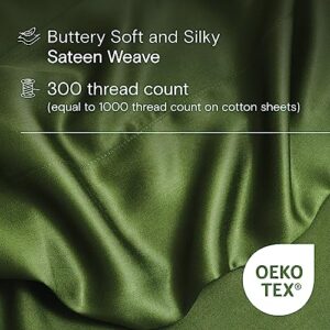 DOZ by SIJO 100% Organic Bamboo Sheet Set, Buttery Soft, Cooling for Hot Sleepers, Silky Breathable, Oeko-TEX, High GSM, 16" Deep Pockets - 3pc - 2 Pillowcases 1 Fitted Sheet (Forest, Queen)