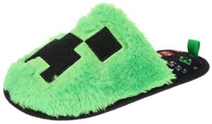 minecraft youth unisex slipper, novelty plush scuff, creeper green, size 1-2 big kid