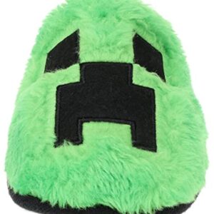 Minecraft Youth Unisex Slipper, Novelty Plush Scuff, Creeper Green, Size 1-2 Big Kid