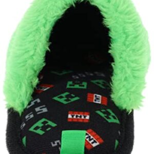 Minecraft Youth Unisex Slipper, Novelty Plush Scuff, Creeper Green, Size 1-2 Big Kid