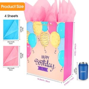 Gift Bag Birthday Gift Bags Set,2Pack Large Gift Bag for Girls Women Female Her,Pink Gift Bags with Tissue Paper,Paper Gift Bags with Handles,Big Gift Bags Birthday Gift Wrap Bag,Happy Birthday Gift Bags Party Gift Bags for Present Bags Birthday Bags