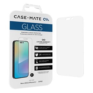 case-mate iphone 14 pro screen protector - 6.1 inch - anti-scratch tempered glass with shatter protection - durable 9h glass film with touch sensitivity, high clarity, case friendly, easy to apply
