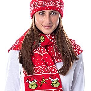 Dr. Seuss The Grinch Who Stole Christmas Knit Scarf & Pom Beanie Set