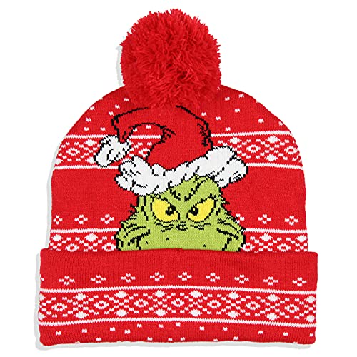 Dr. Seuss The Grinch Who Stole Christmas Knit Scarf & Pom Beanie Set