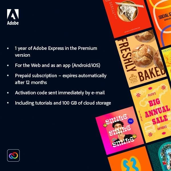 Adobe Express Premium | 12-month Access, PC/MAC & Mobile [Online Code]