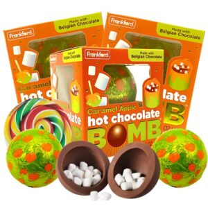 easter hot chocolate melting balls with mini marshmallows, individually wrapped cocoa melts, dessert drink, pack of 3, 1.25 ounces (caramel apple)