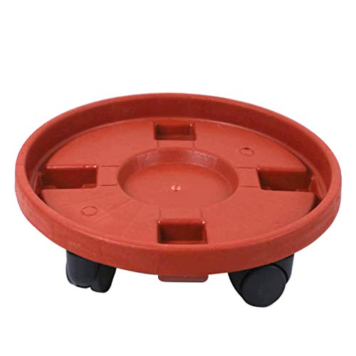 Happyyami Round Serving Tray Resin Tray Plant Caddy with Wheels Plastic Heavy Duty Plant Caddy Metal Tray Round Flower Pot Mover for Home Office Garden Dark Red 6X29CM Metal Serving Tray Resin Tray