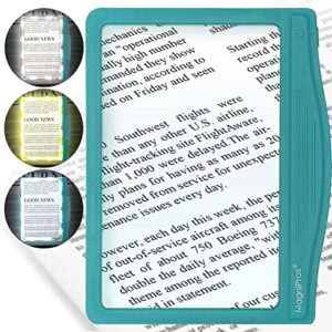 magnipros 5x large ultra bright led page magnifier with anti-glare & dimmable leds (3 lighting modes to relieve eye strain)-ideal for reading small fonts & low vision seniors with aging eyes