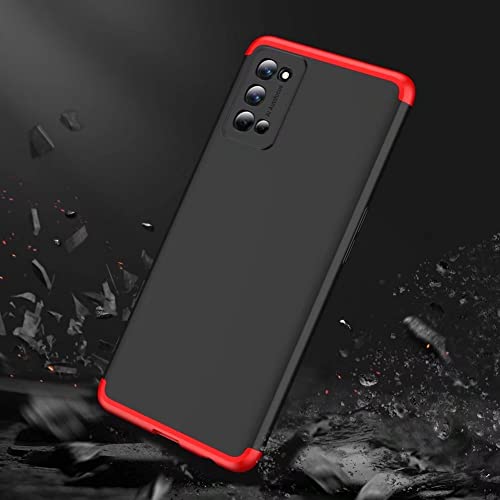 PartyUnix Compatible for Oppo Realme 7 Pro [with 1& Screen Protector][3 in 1] Slim Hard PC Plastic Bumper 360° Shockproof Shell Cover for Oppo Realme 7 Pro,Black+red